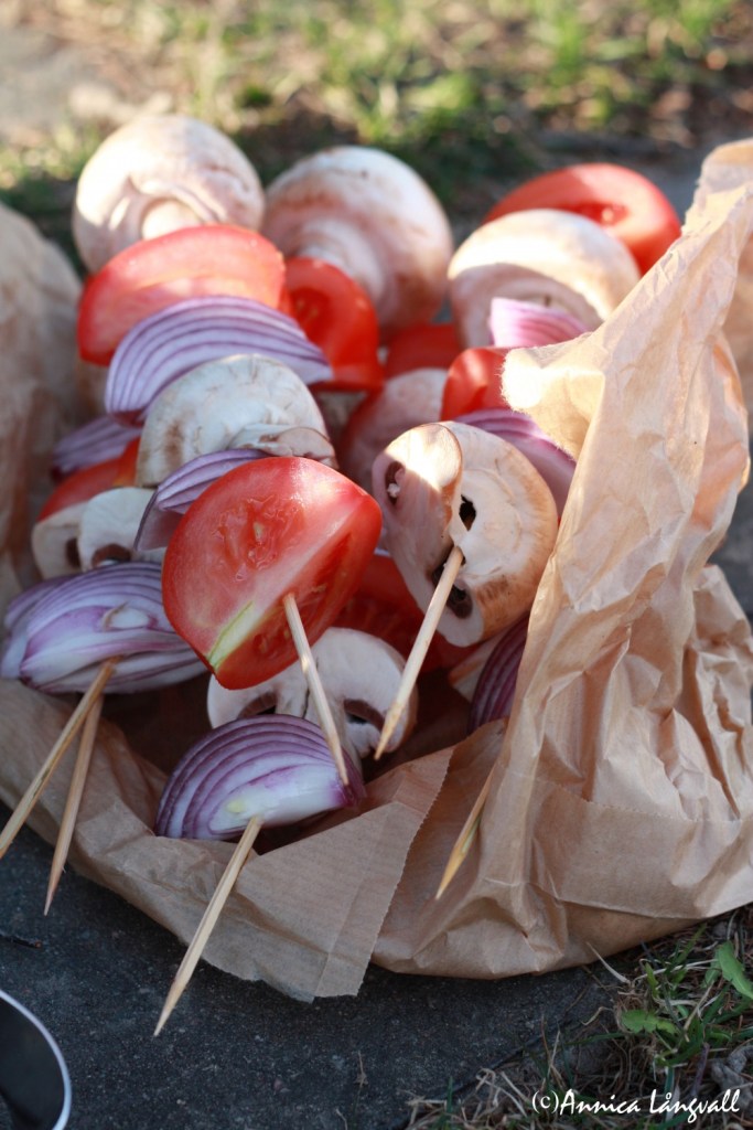 grillspett med grönsaker