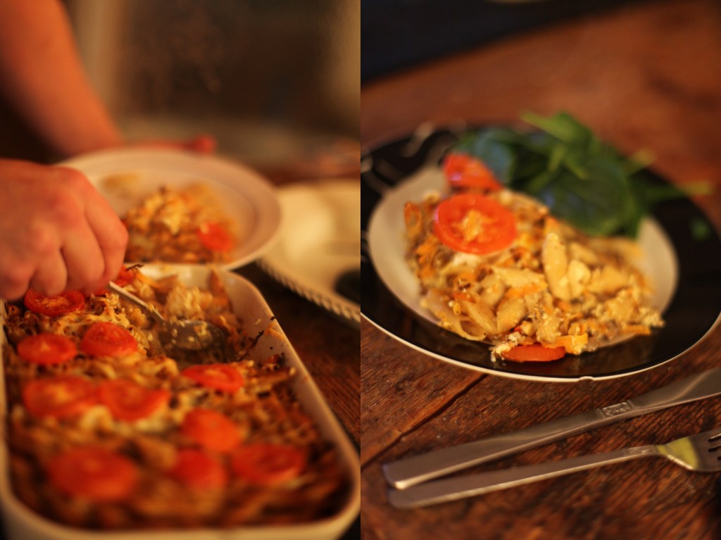 pastagratäng med köttfärs och grönsaker