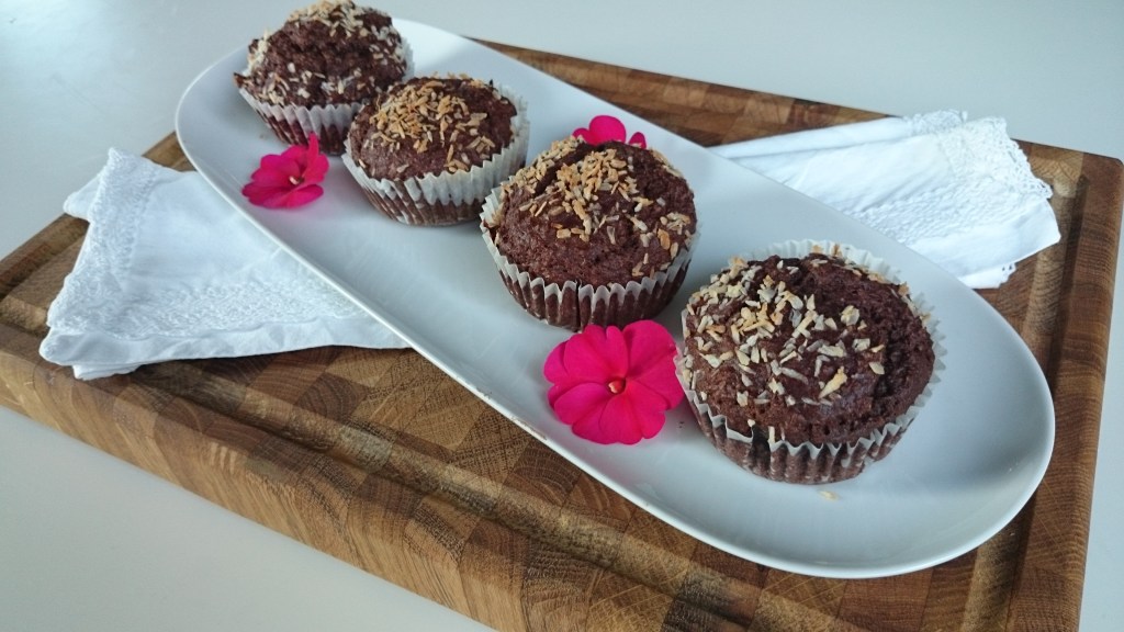 Nyttiga chokladmuffins med kokosolja och&nbsp;banan