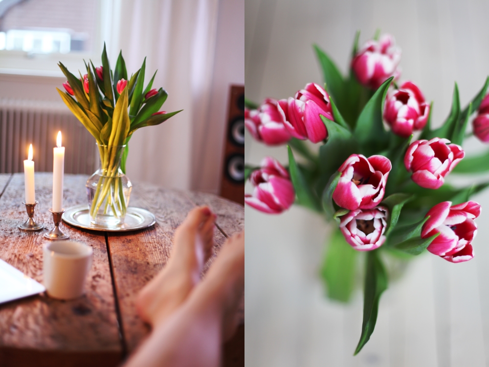 lördagmorgon med tulpaner och kaffe