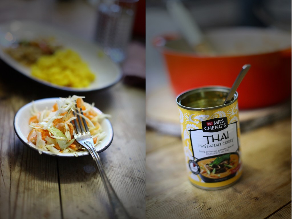 vitkålssallad och grytbas curry
